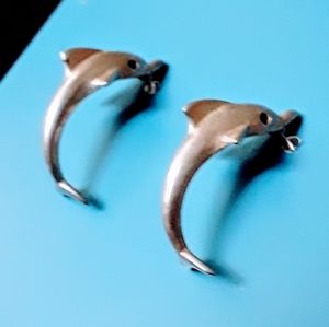 925 ES* Earrings Dolphin 3D Leaping Dolphins